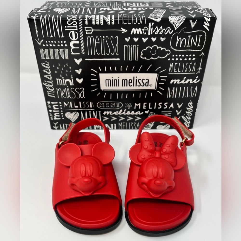 Melissa Kids Red Mickey & Minnie Jelly Sandals